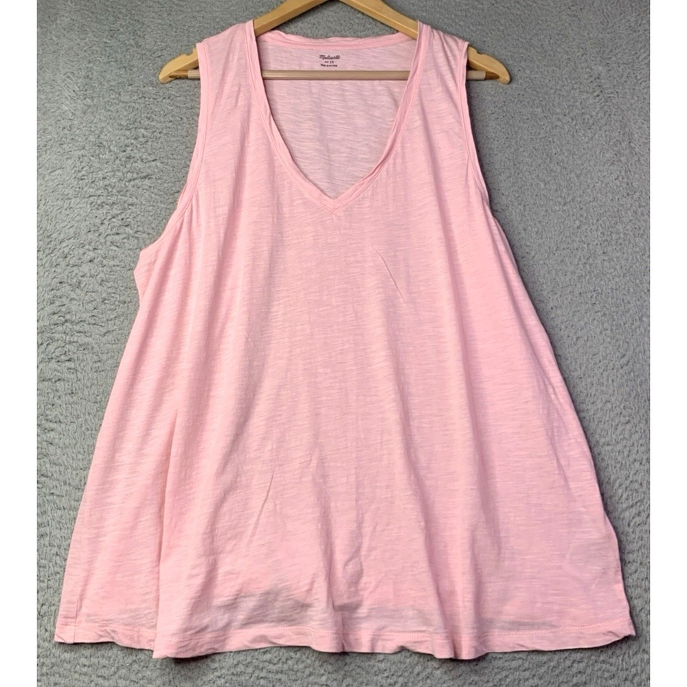 Madewell Top Womens Size 2X T-Shirt Pink Lightweight V- Neck Sleeveless Madewell